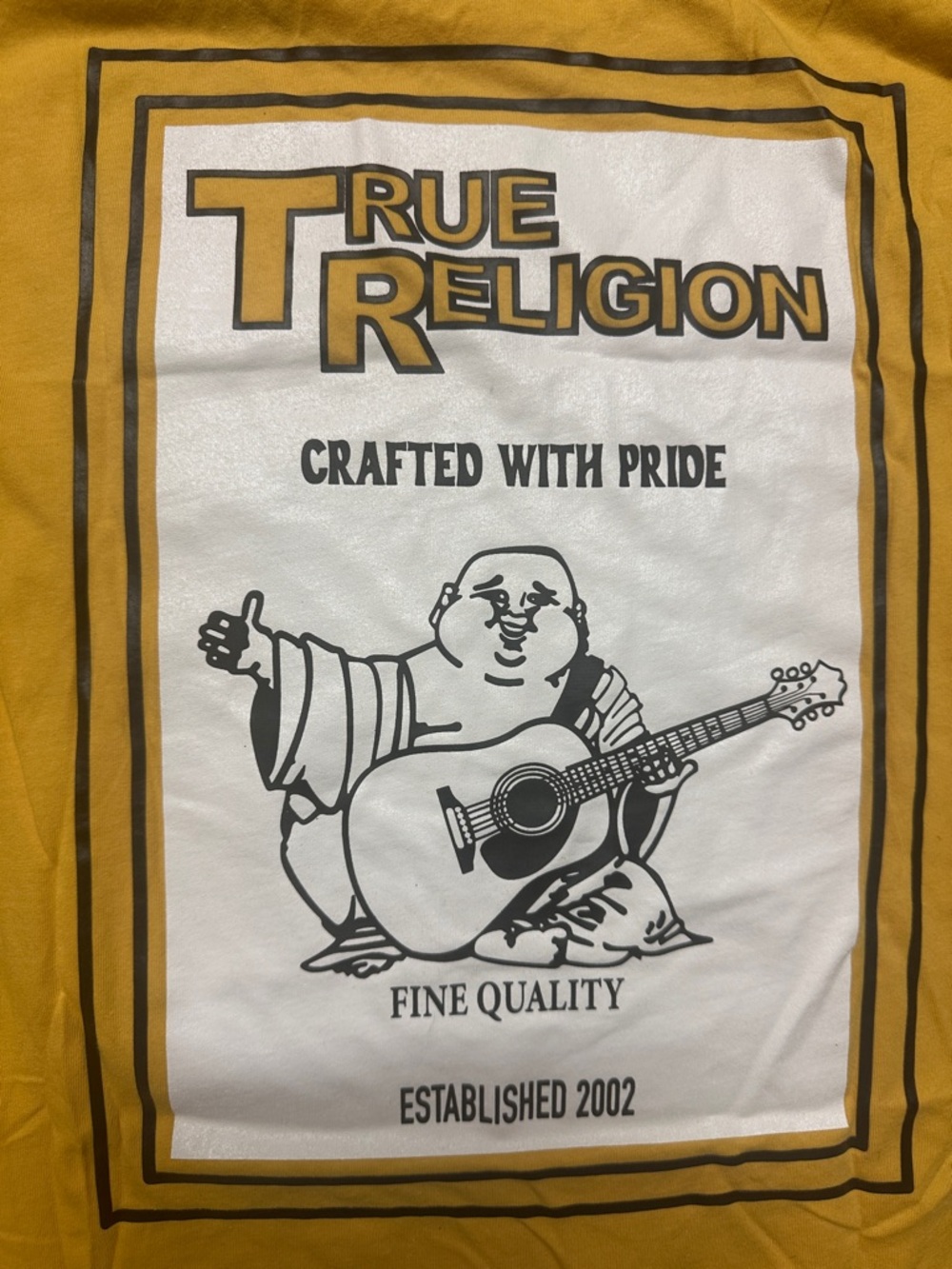True Religion Mustard Crewneck Tee with White Logo